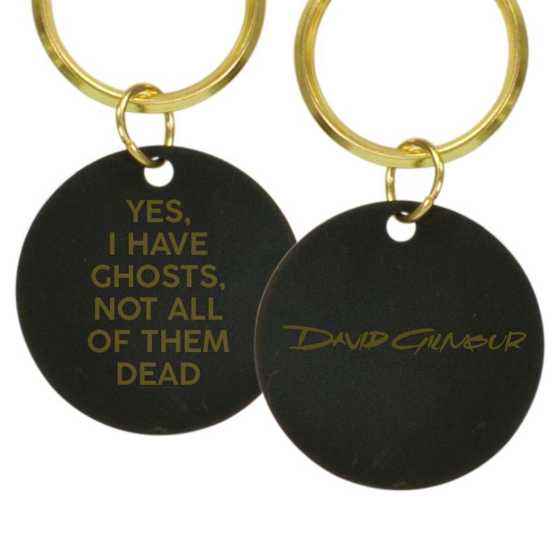 Ghosts Laser Engraved Script Logo Brass Keychain