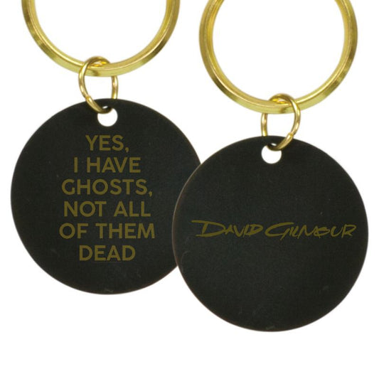 Ghosts Laser Engraved Script Logo Brass Keychain