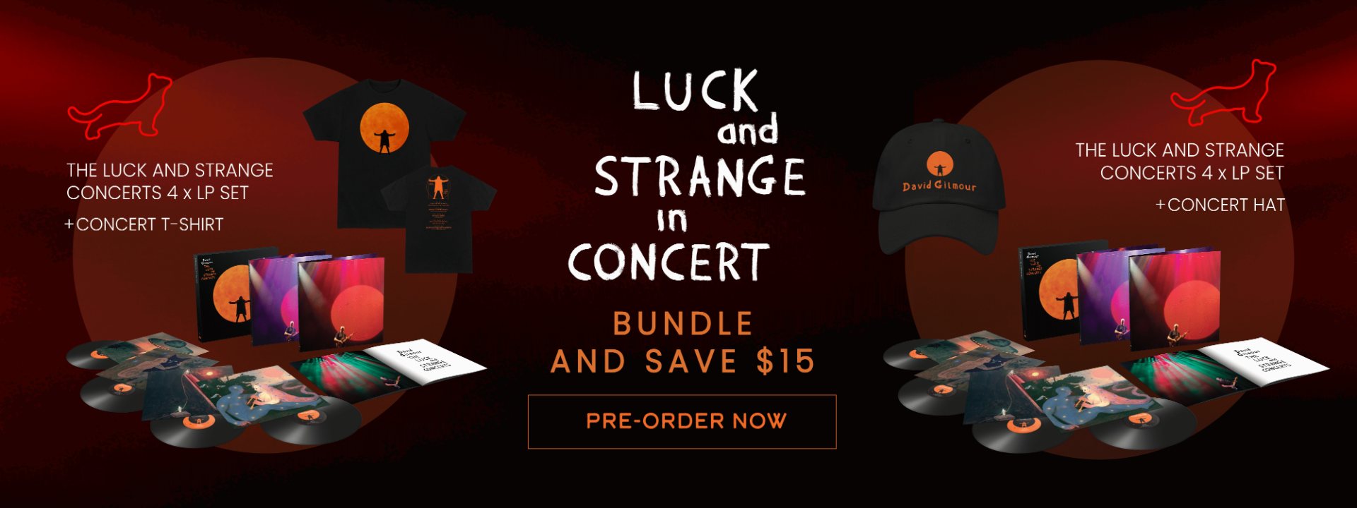 Pre-Order Luck and Strange Concert Series Bundles! 4 LP + Concert T-Shirt and 4 LP + Concert Hat! Available October 17th.